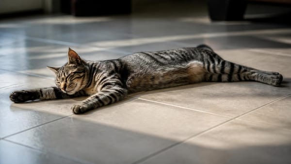 Votre chat se couche sur le carrelage et s'étire sans bouger : ce n'est pas de la paresse, c'est un signal d'alerte