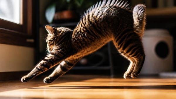 Marche en crabe : pourquoi votre chat court-il de côté avec les poils hérissés ?