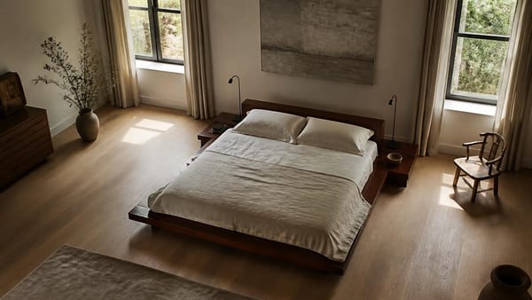 Plus personne ne colle son lit contre le mur : de plus en plus de décorateurs le placent autrement pour agrandir la…