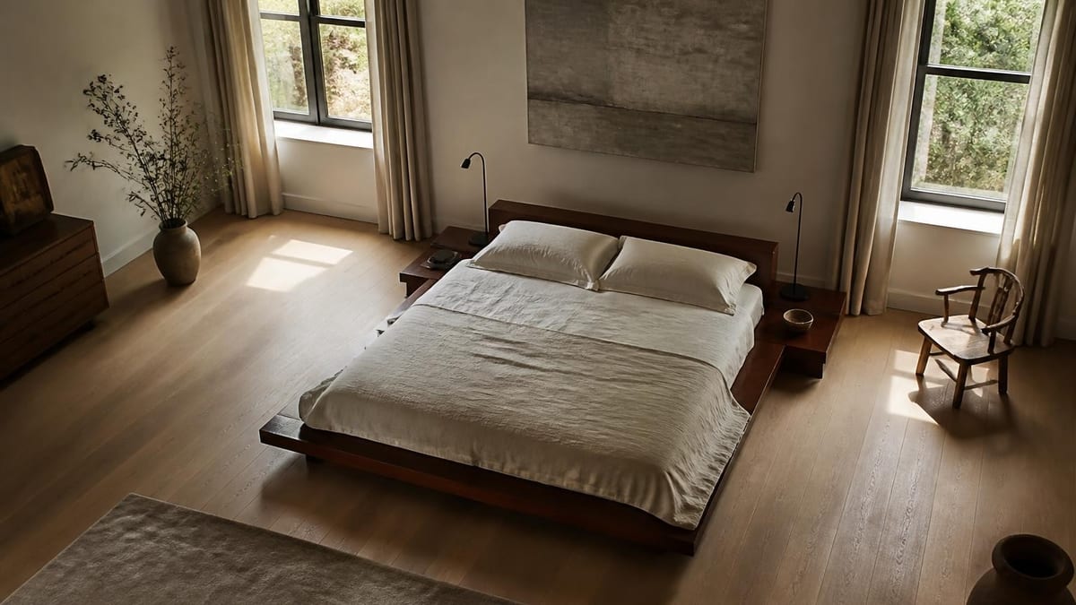Décoller son lit du mur transforme radicalement la perception d'espace et libère la circulation dans la chambre à cou