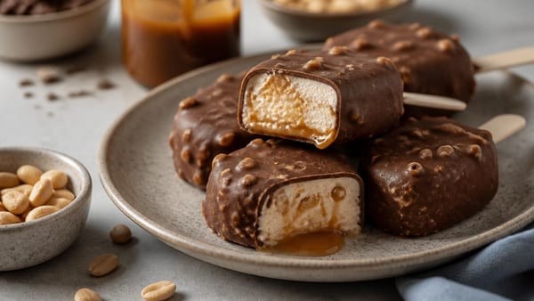 Transformez vos glaces en gourmandise glacée inspirée du célèbre chocolat : cacahuètes torréfiées, caramel au beurre …