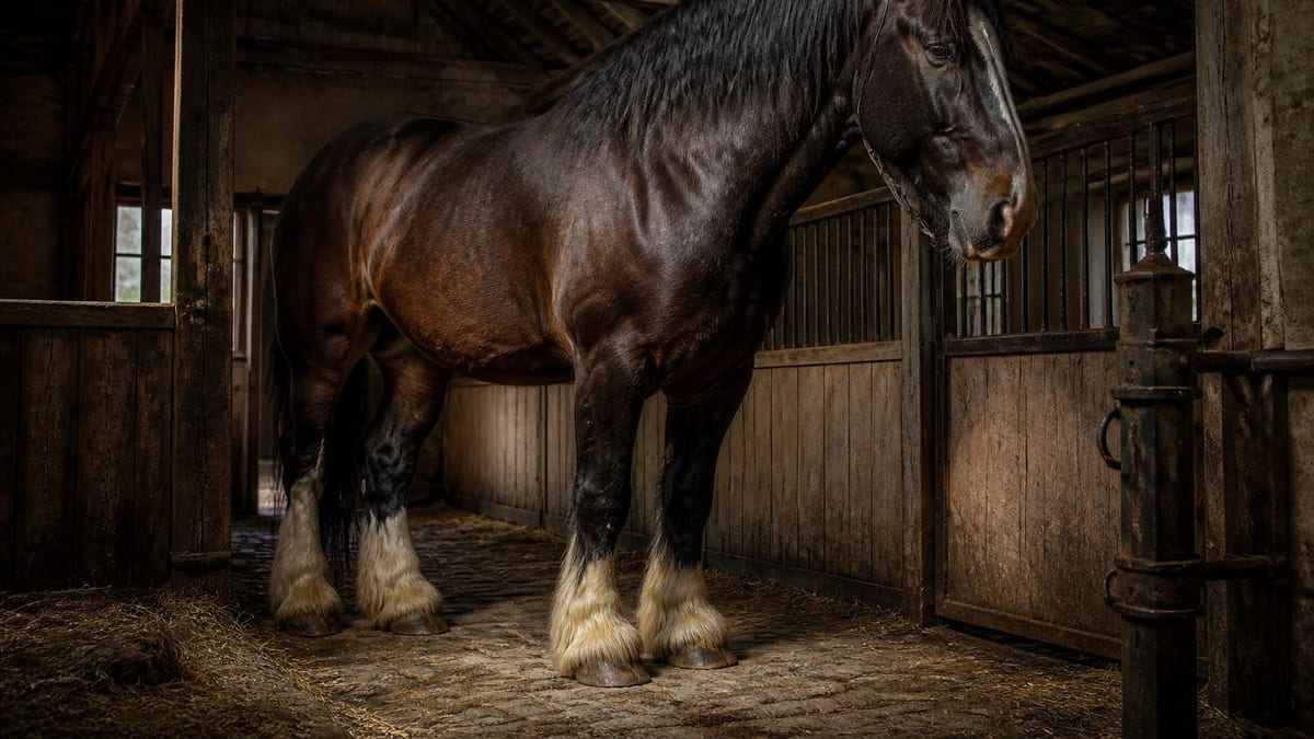 Sampson, étalon britannique du XIXe siècle, demeure le plus grand cheval jamais enregistré. Portrait d'un colosse équ